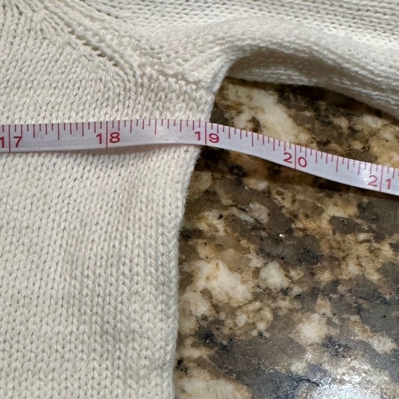 Storia Womens Large Ivory Crewneck Sweater With small Pom Pom Trim - Picture 7 of 7